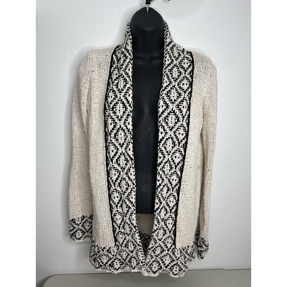 Lucky Brand Sweaters - Lucky Brand Womens Sweater Beige Novelty Stitch Cardigan Size Small